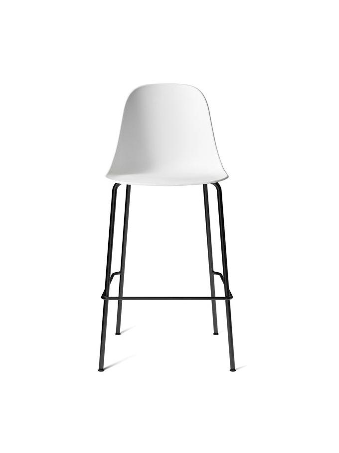 Tabouret de bar haut coque blanche avec piètement noir – Hauteur d'assise 78 cm