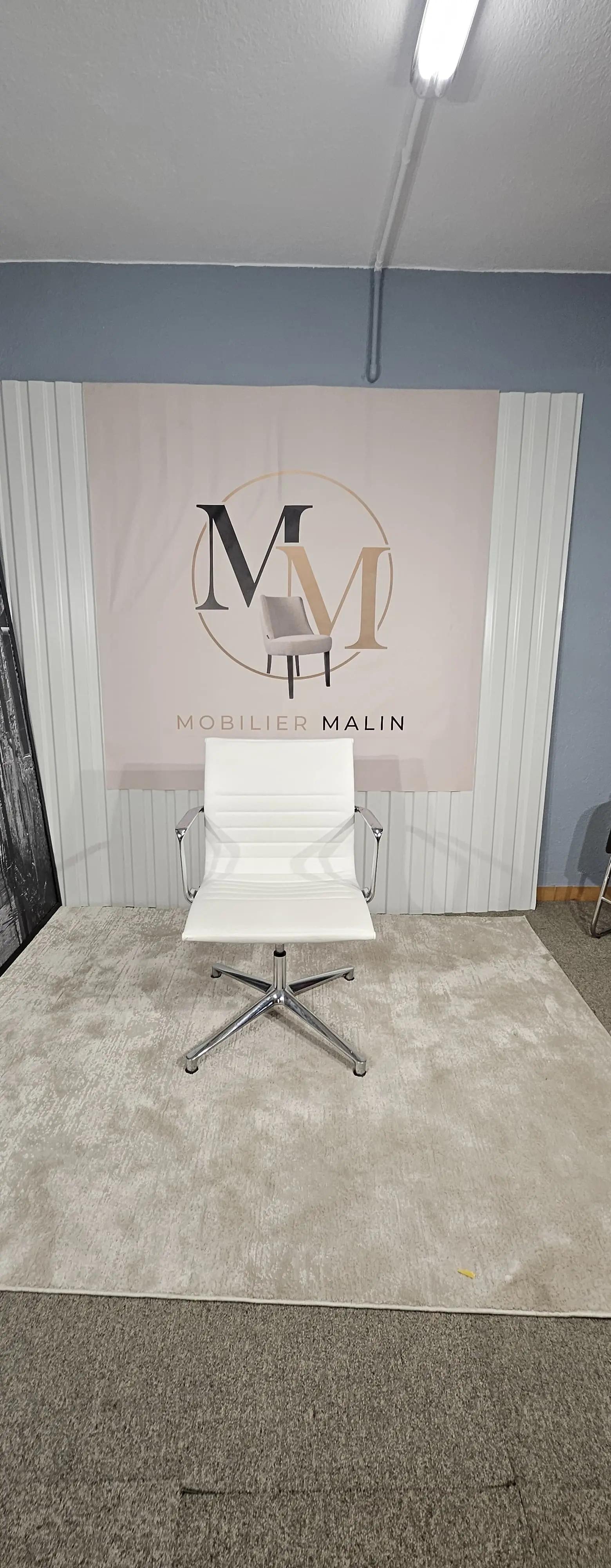 Chaise réunion ICF Italie cuir blanc - Design Aluminium Group