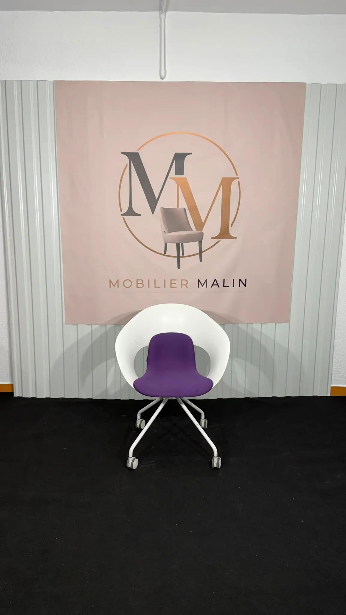 Chaise de réunion et formation sur roulettes – Assise violette - vue 3