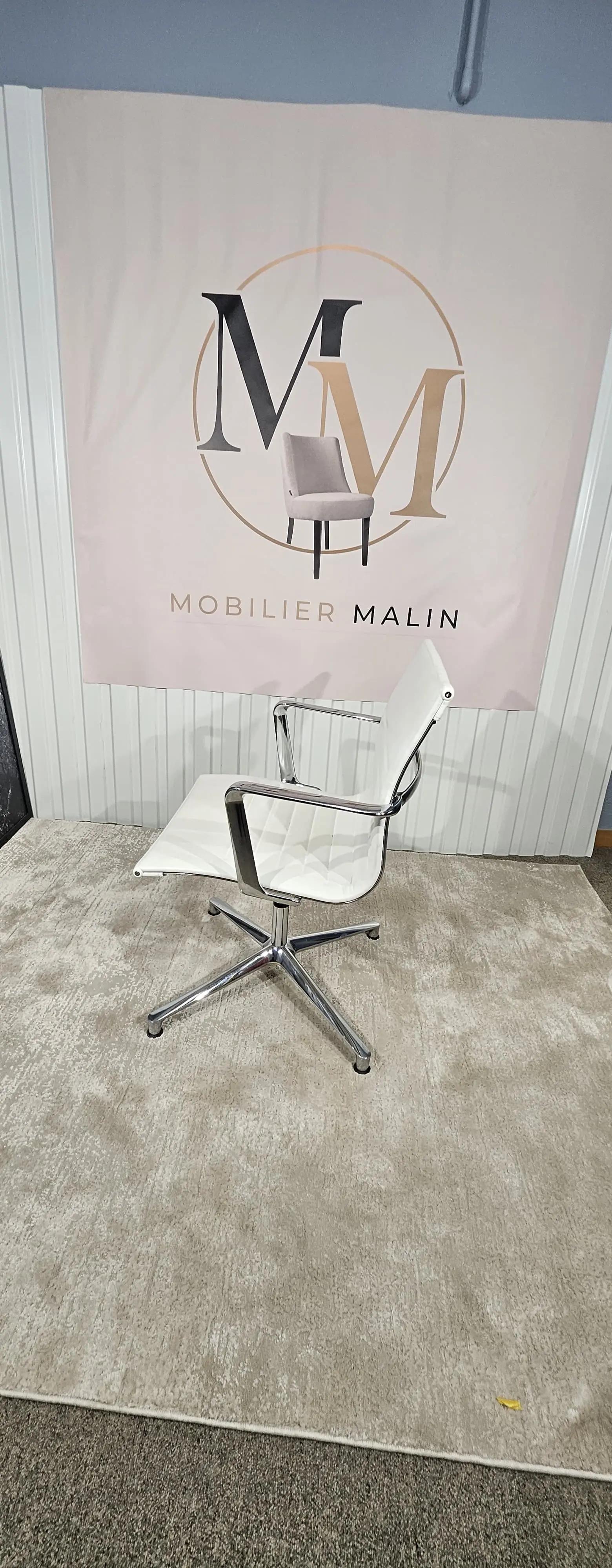 Chaise réunion ICF Italie cuir blanc - Design Aluminium Group - vue 3