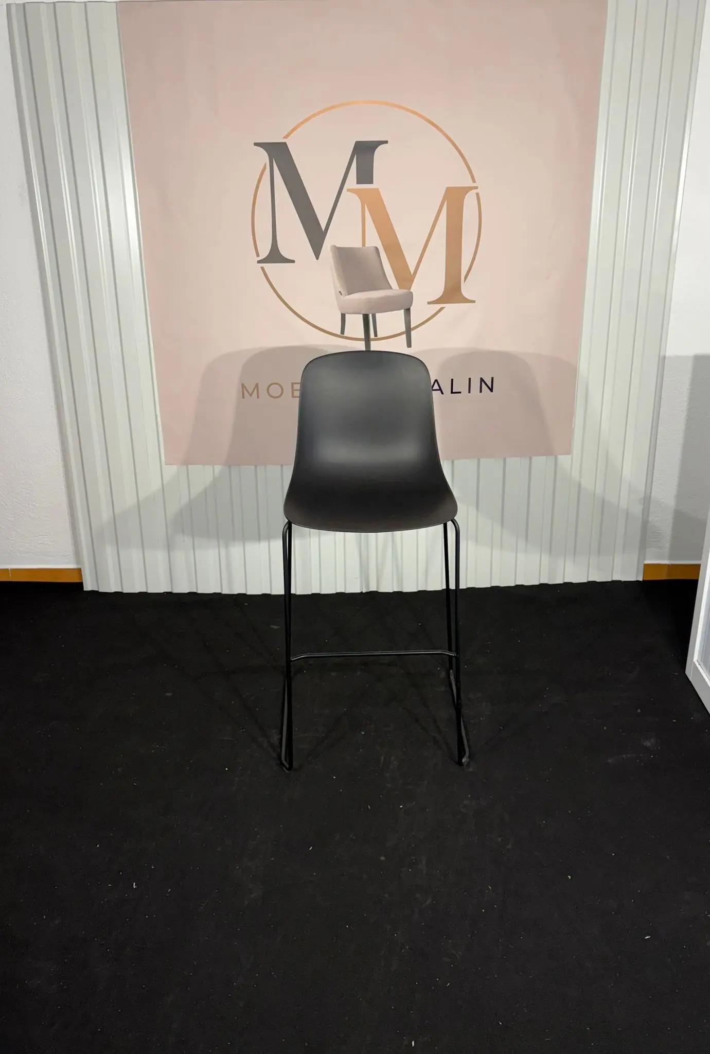 Tabouret de bar haut noir 78 cm avec piètement luge – Full Black - vue 1