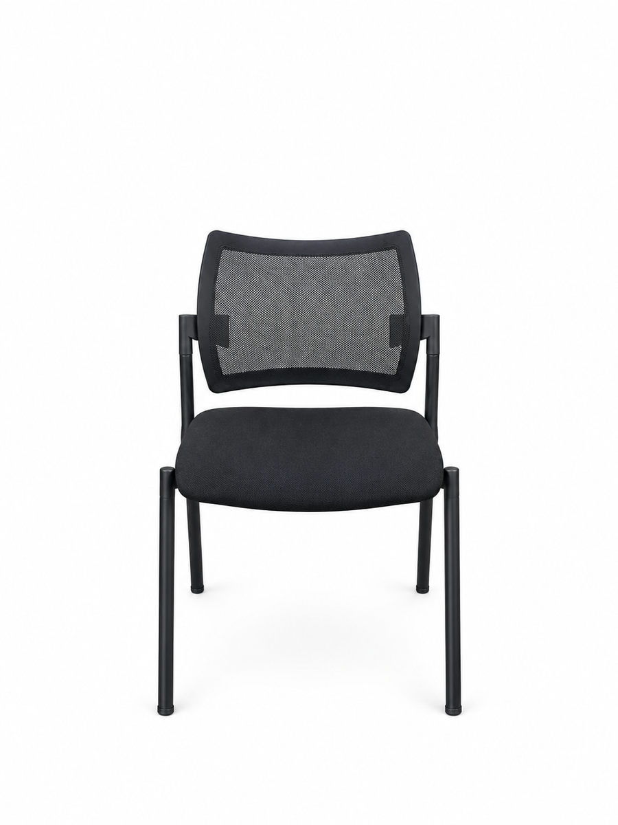 Chaise visiteur professionnelle noire avec dossier mesh et accoudoirs