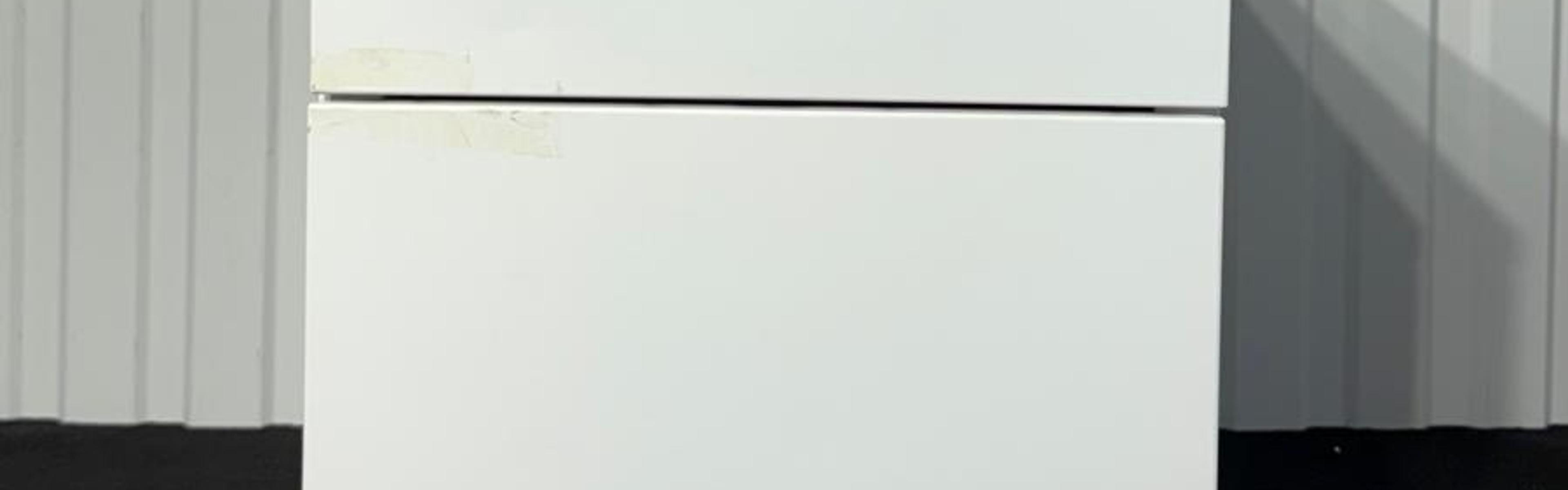 Caisson de bureau mobile 2 tiroirs blanc avec serrure et roulettes