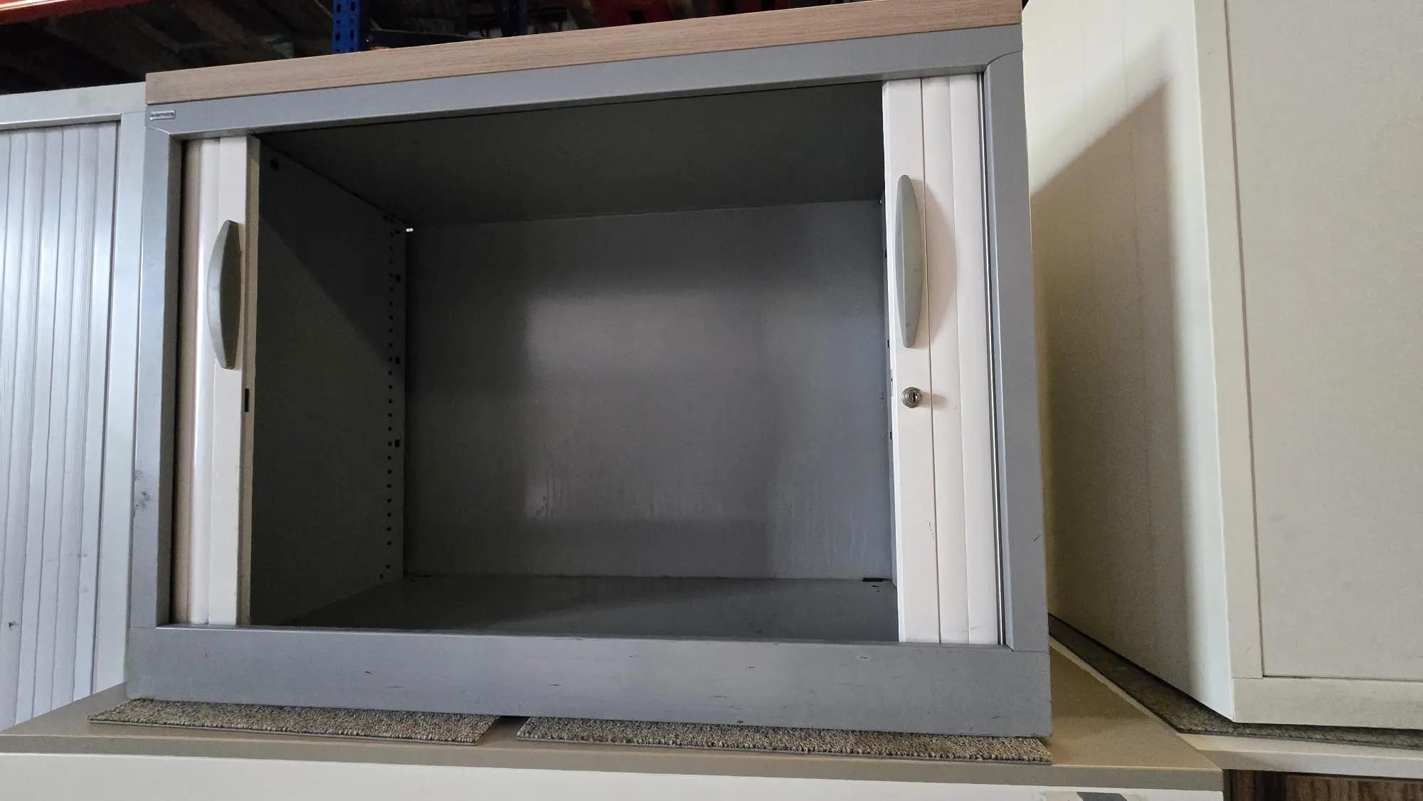 Armoire basse à rideau blanc 100x74 cm - vue 2