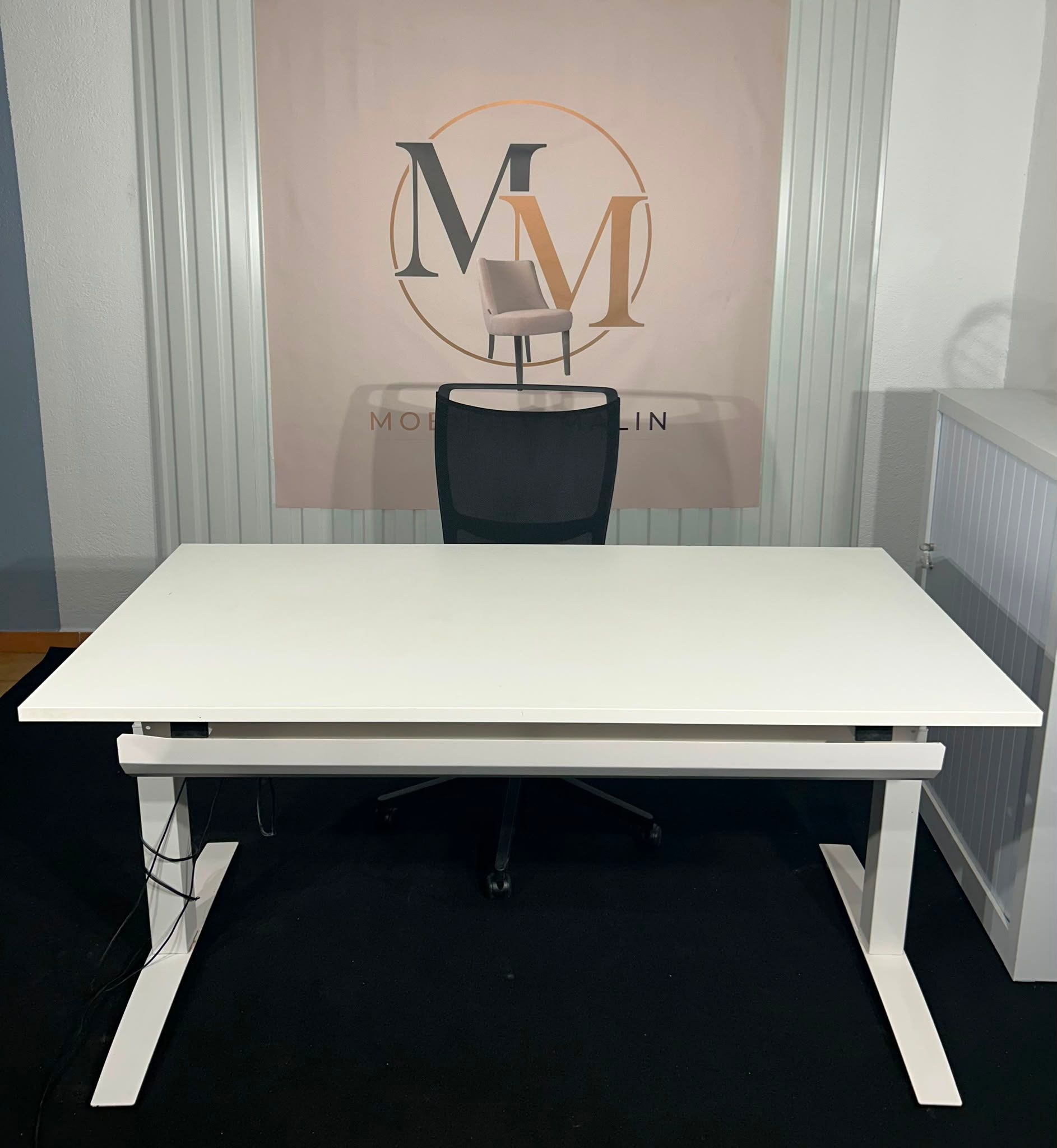 Bureau assis-debout électrique 160 × 80 cm blanc – Hauteur réglable motorisée - vue 1