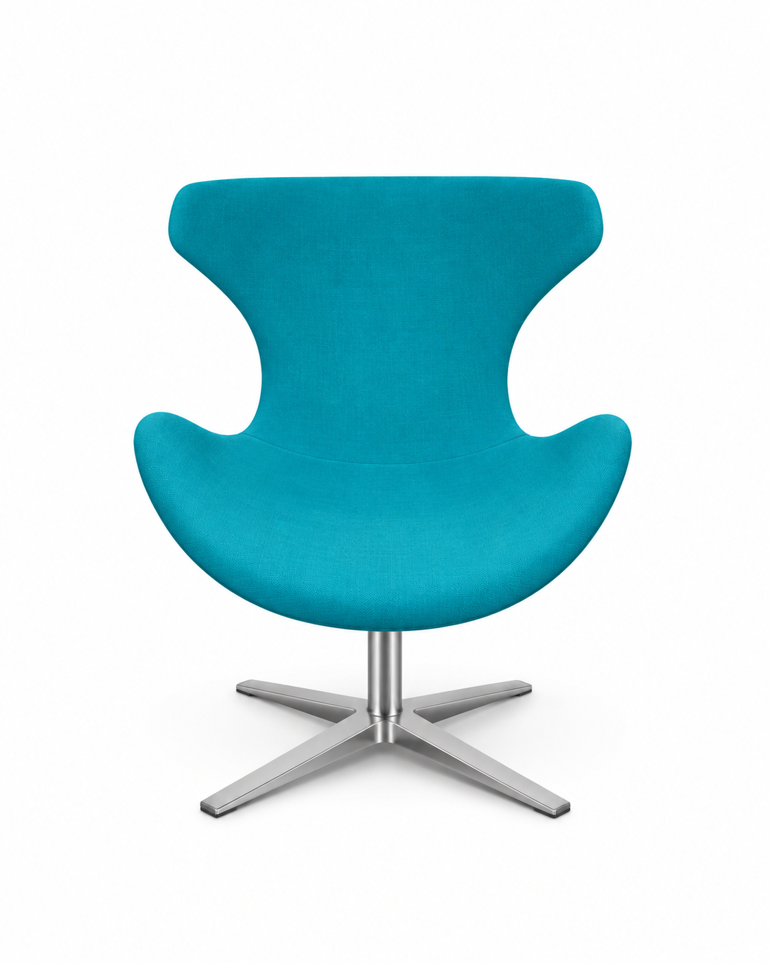 Fauteuil d’accueil pivotant turquoise en tissu bouclette – Mobilier professionnel - vue 1