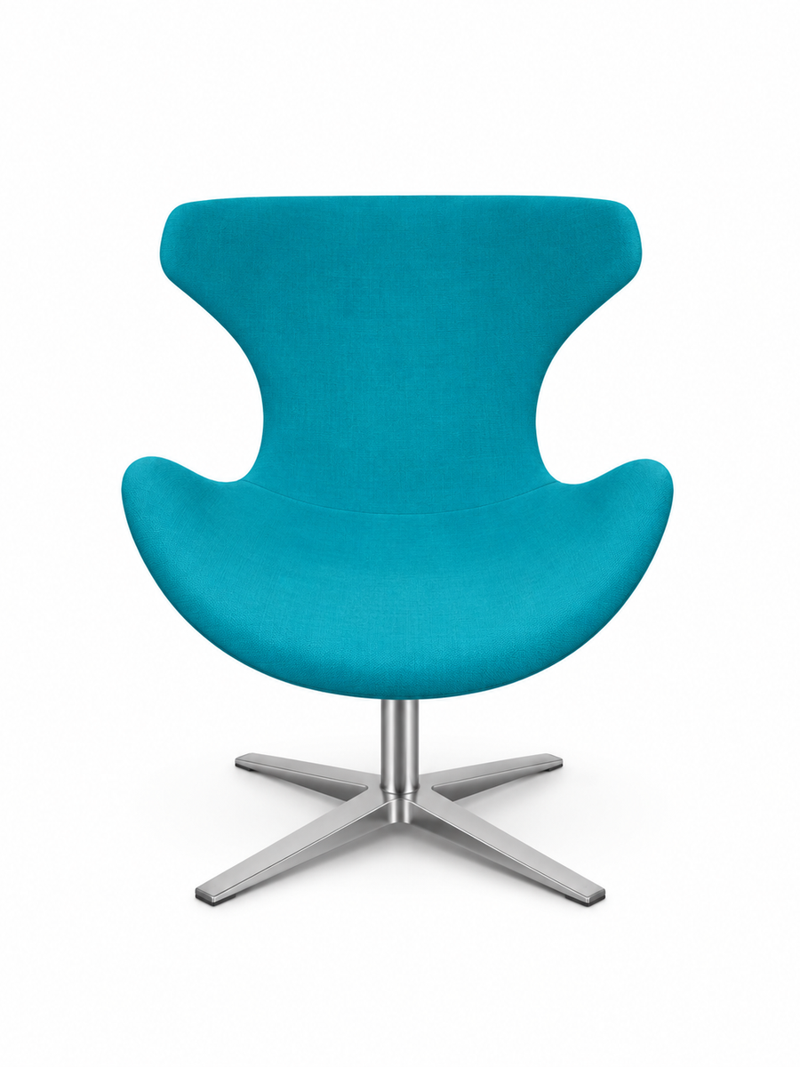 Fauteuil d’accueil pivotant turquoise en tissu bouclette – Mobilier professionnel