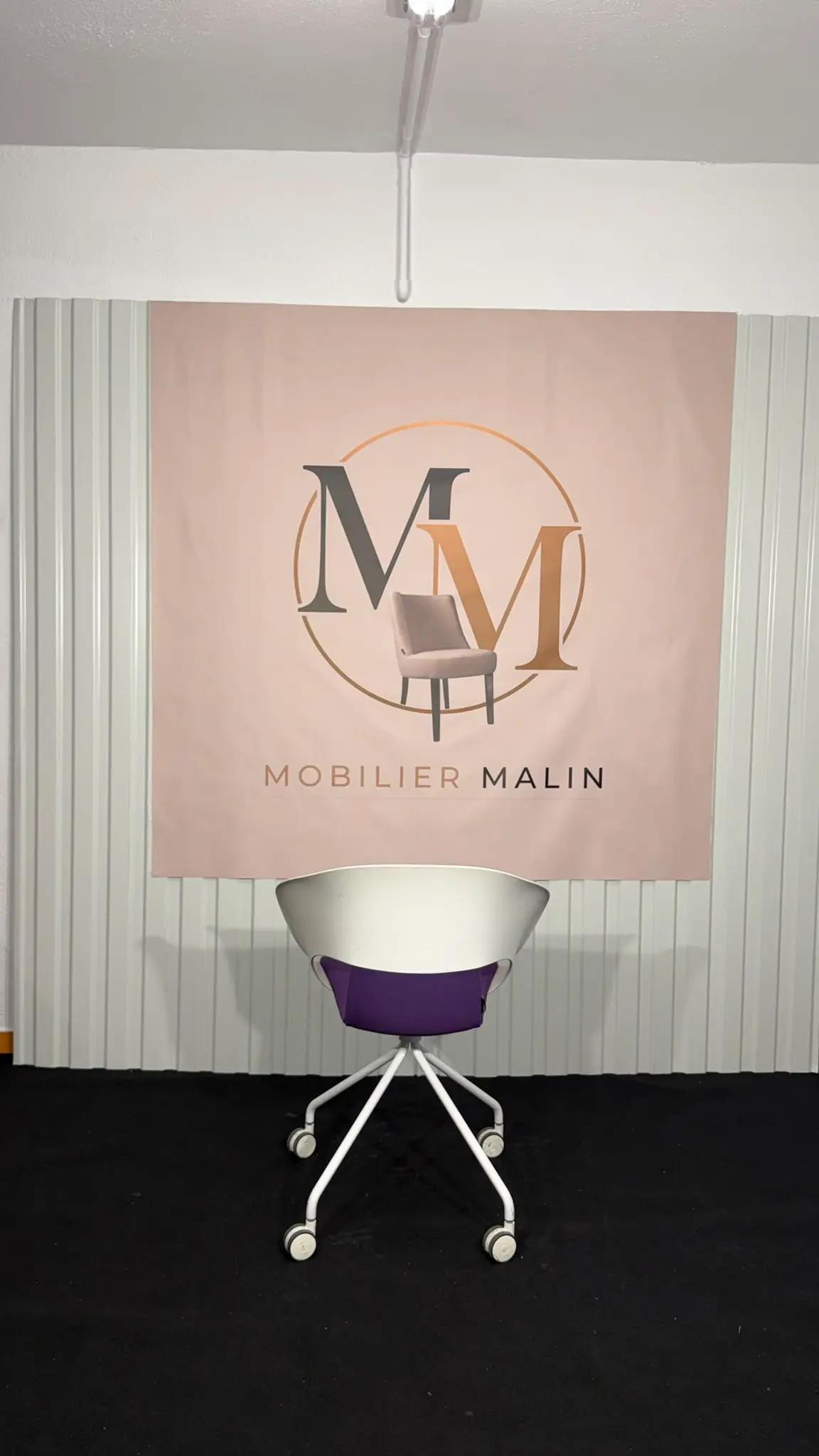 Chaise de réunion et formation sur roulettes – Assise violette - vue 4