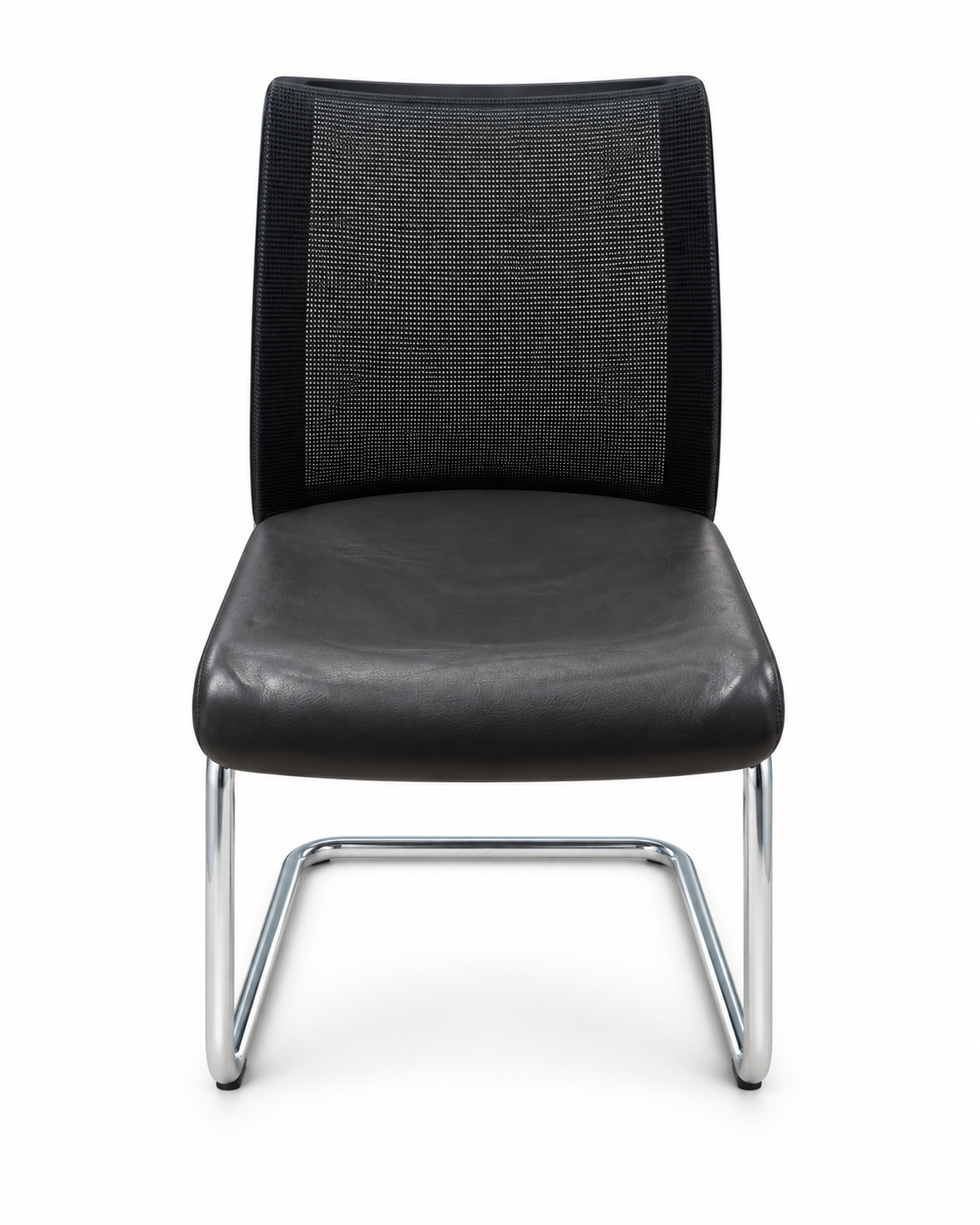 Chaise d’accueil Steelcase – Résille noire et piètement luge chromé
