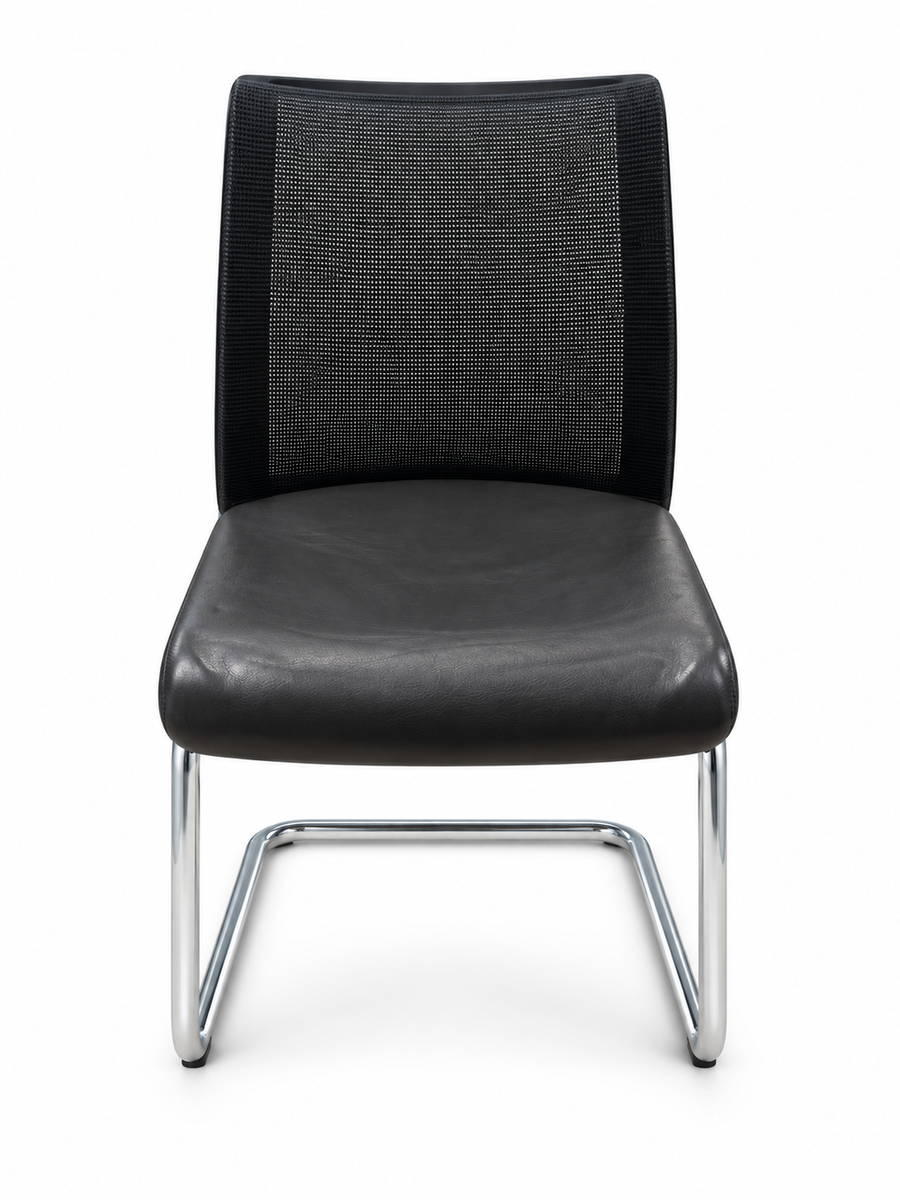 Chaise d’accueil Steelcase – Résille noire et piètement luge chromé