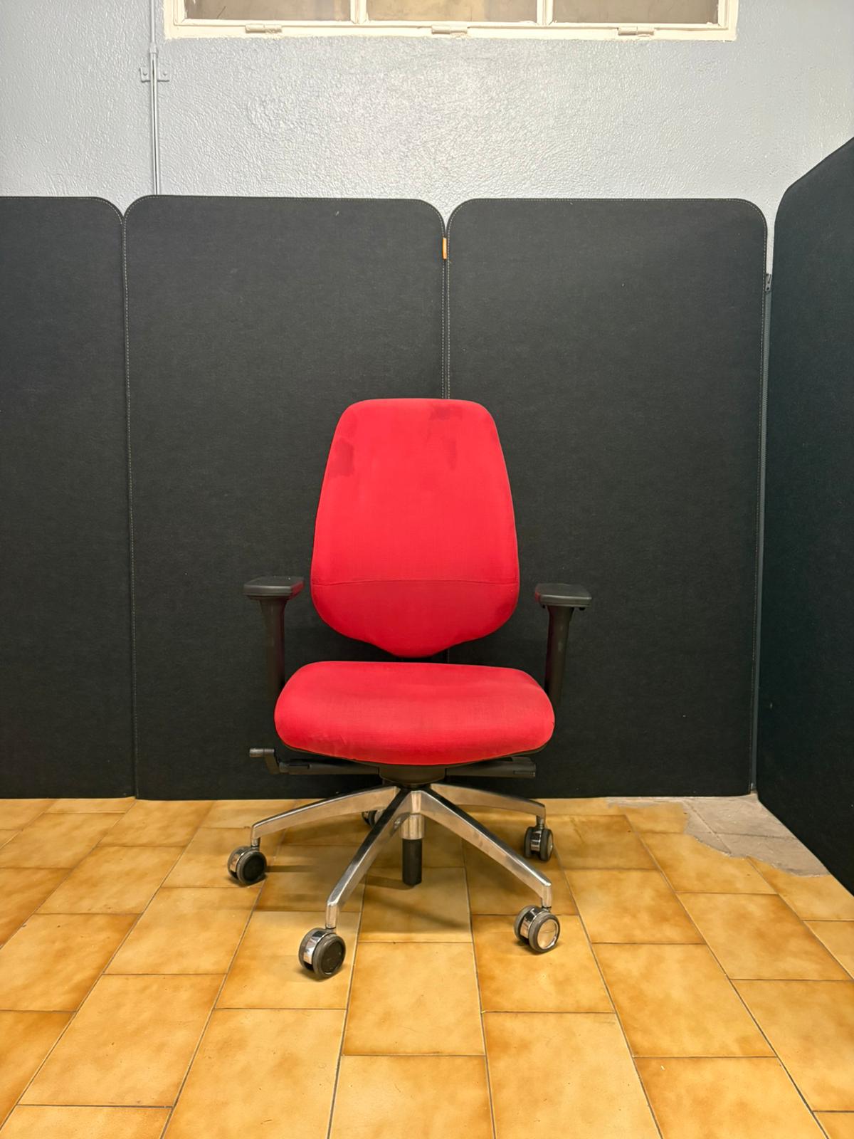 Fauteuil de Bureau Ergonomique LUXY – Tissu Rouge – Siège Professionnel Design - vue 2