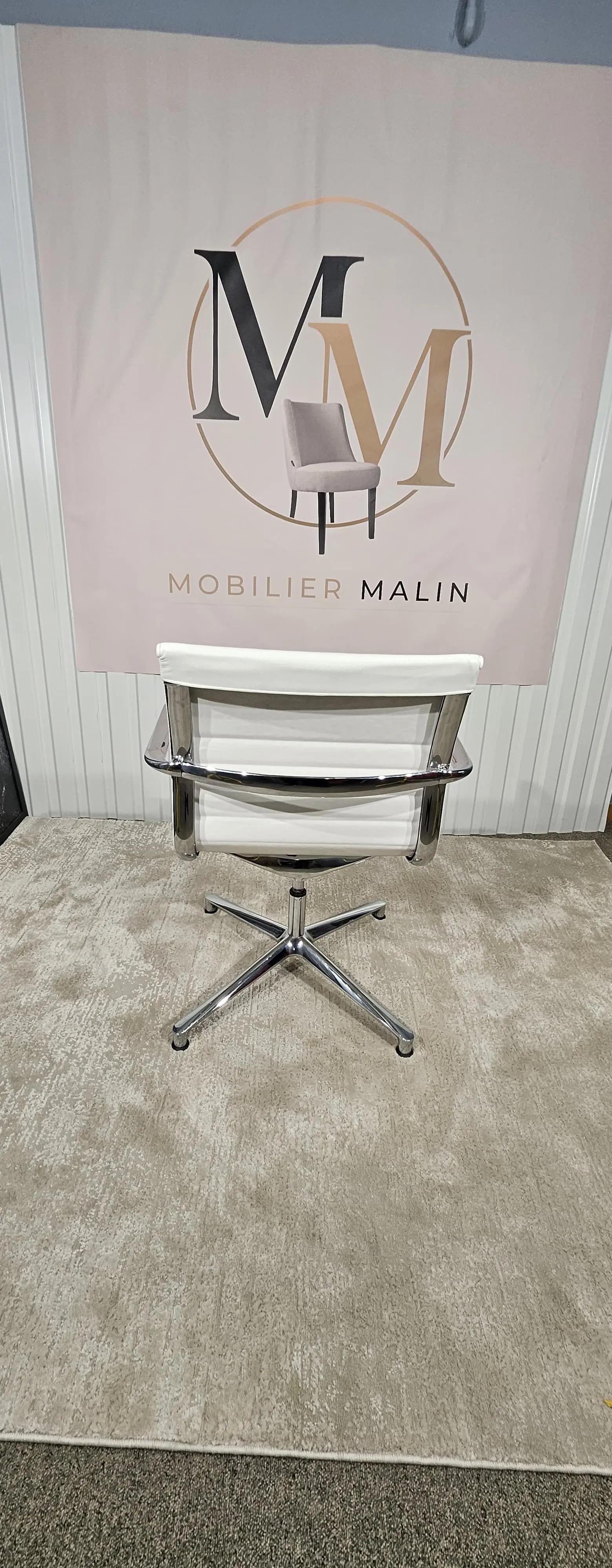 Chaise réunion ICF Italie cuir blanc - Design Aluminium Group - vue 4