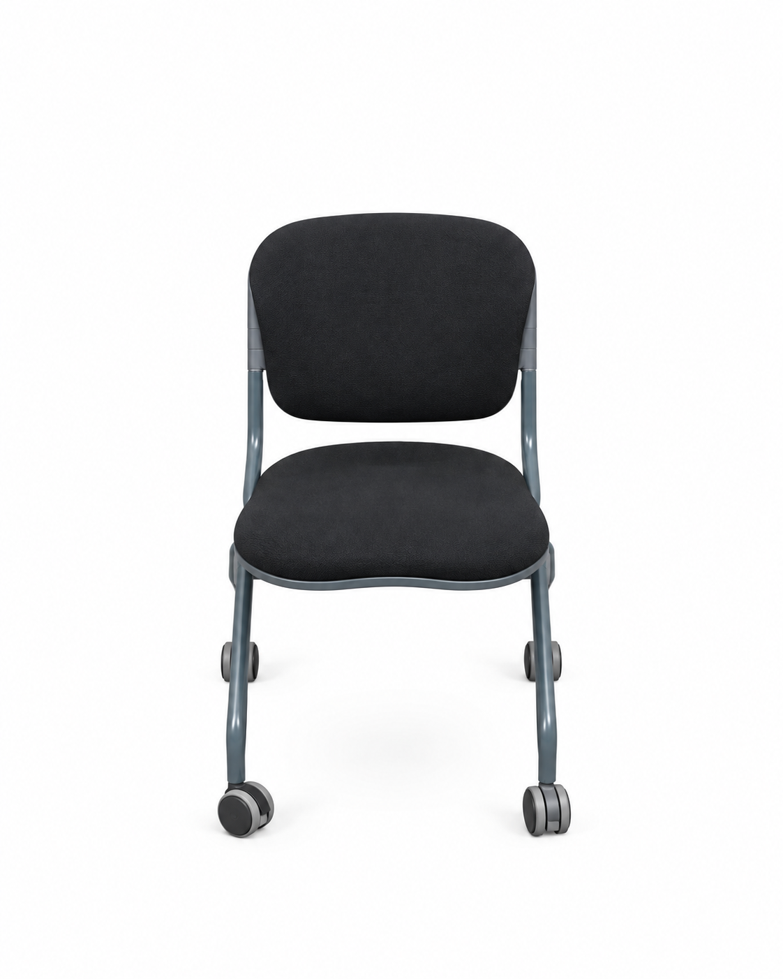 Chaise de réunion pliantes sur roulettes en tissu noir - vue 1