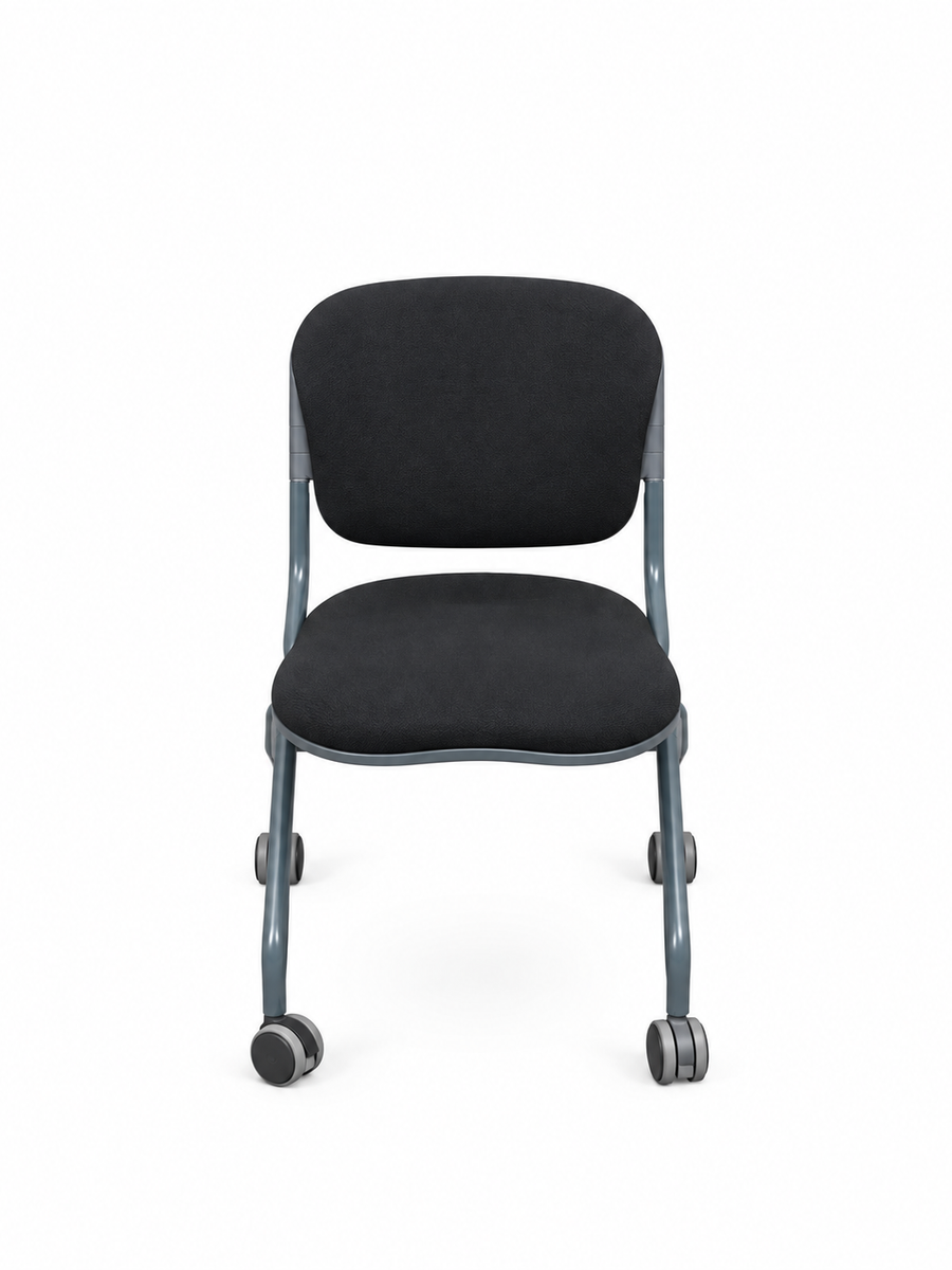 Chaise de réunion pliantes sur roulettes en tissu noir