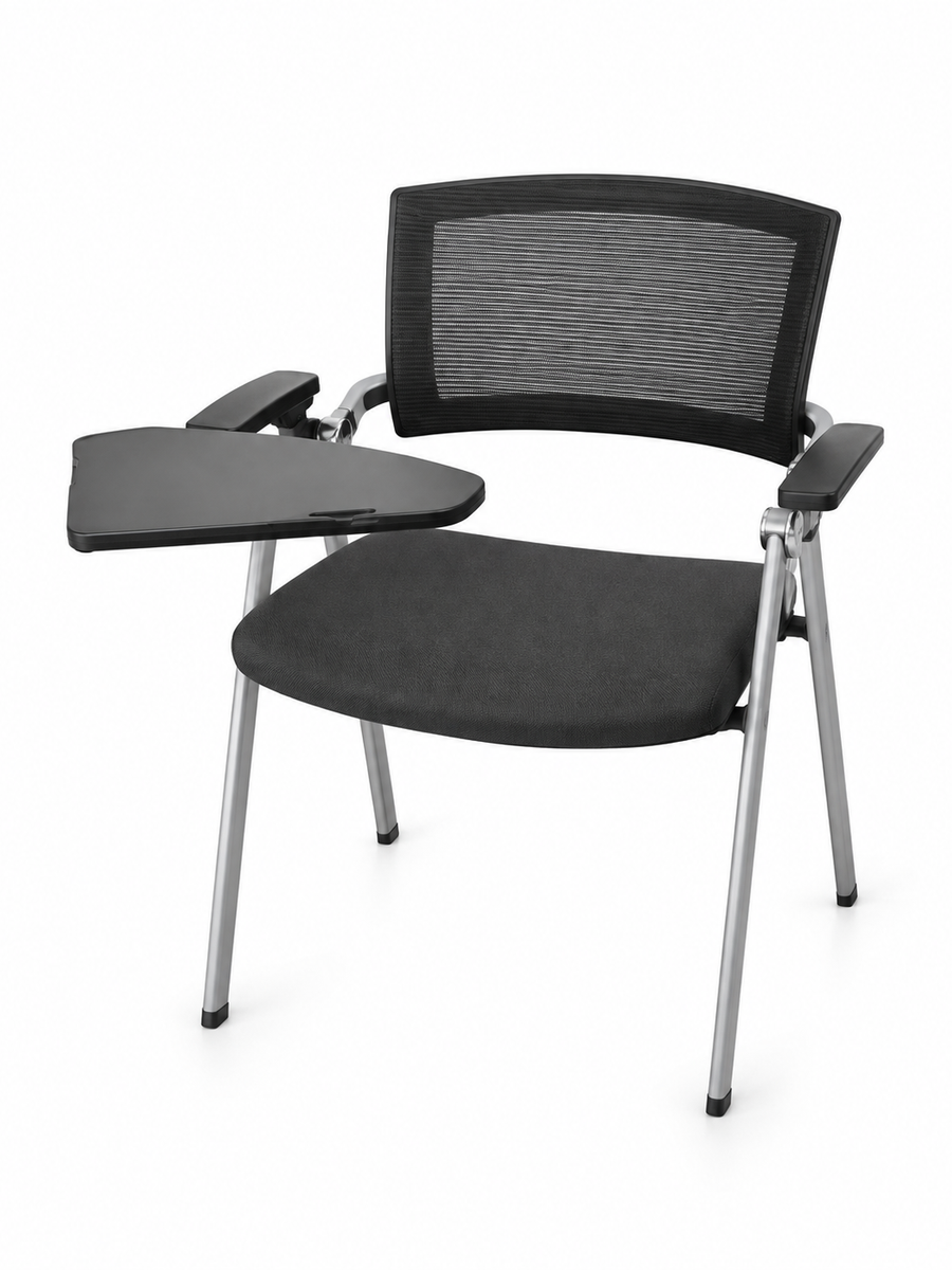 Chaise de formation avec tablette escamotable et dossier mesh noir