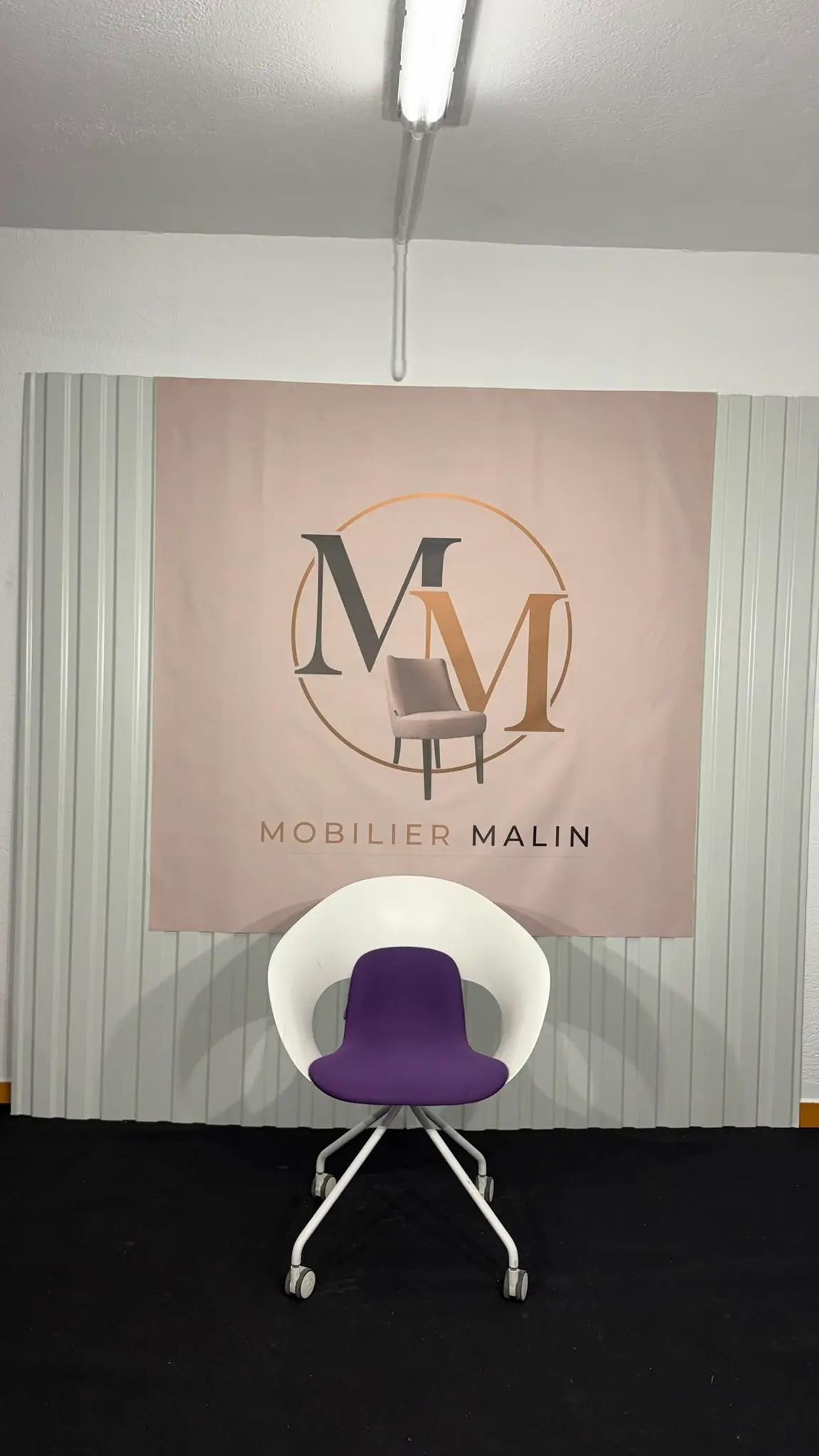 Chaise de réunion et formation sur roulettes – Assise violette - vue 2