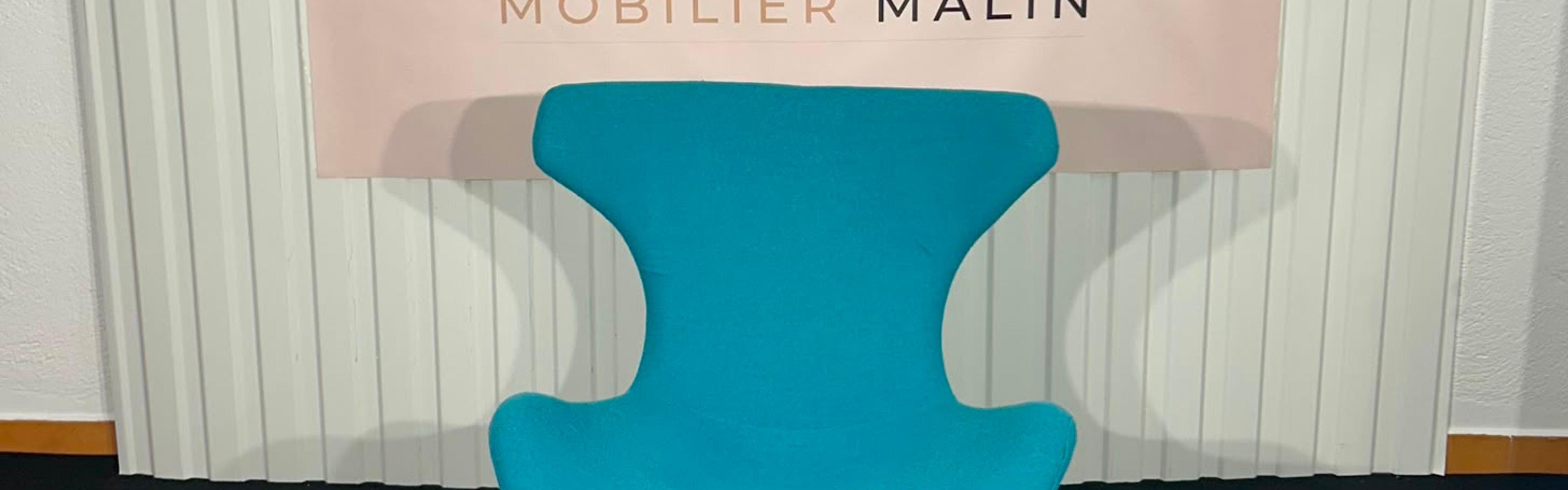 Fauteuil d’accueil pivotant turquoise en tissu bouclette – Mobilier professionnel