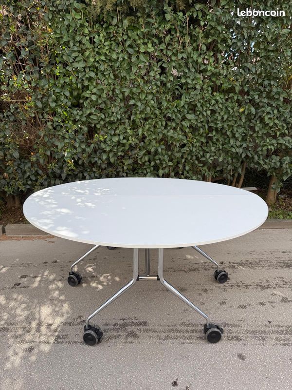 Table Ronde pliable Réunion blanche 180 cm de diamètre
