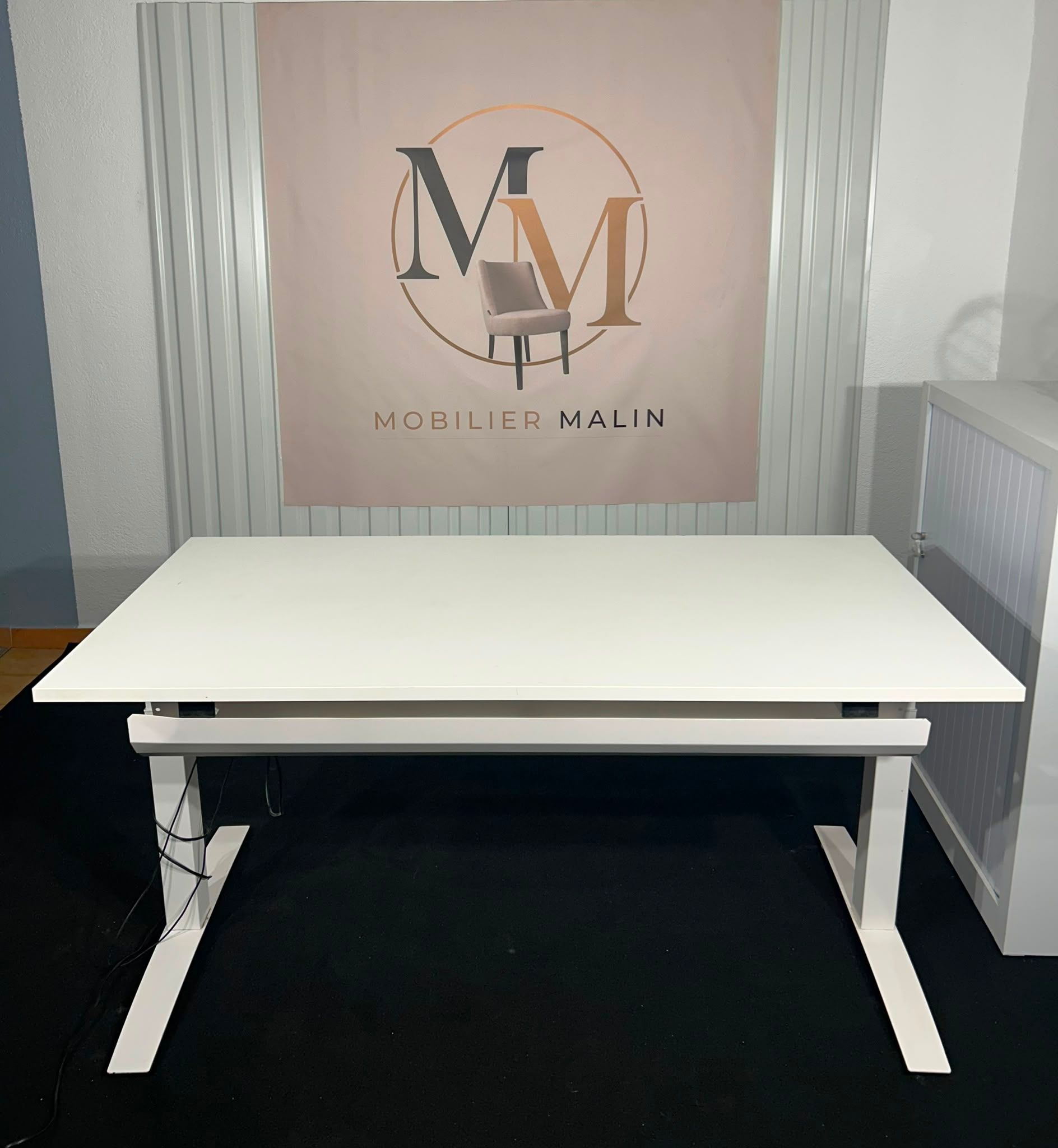Bureau assis-debout électrique 160 × 80 cm blanc – Hauteur réglable motorisée - vue 3