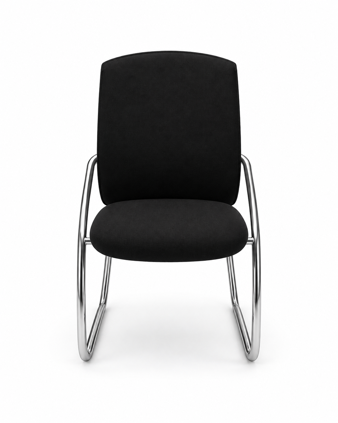 Chaise visiteur noire – Assise rembourrée et piètement luge chromé