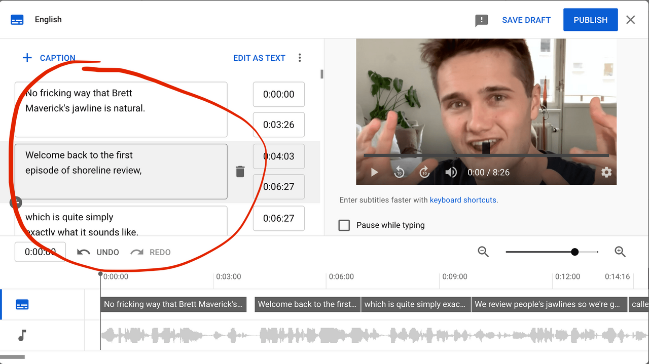 Reminder to review your transcript/subtitles