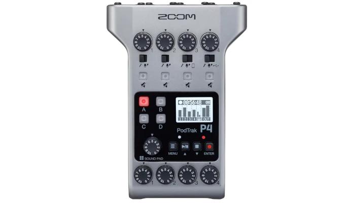Zoom PodTrak P4 Podcast Recorder, Battery Powered, 4 Microphone Inputs, 4 Headphone Outputs, Phone and USB Input for Remote Interviews