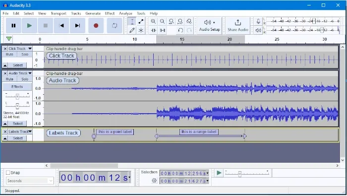 Audacity audio editor interface