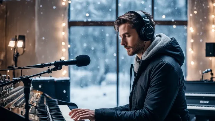 cold musician playing piano