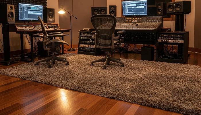 Leo fixed the harsh sound in his mixes by placing a large, thick shag rug between his speakers and listening chair to absorb floor reflections.