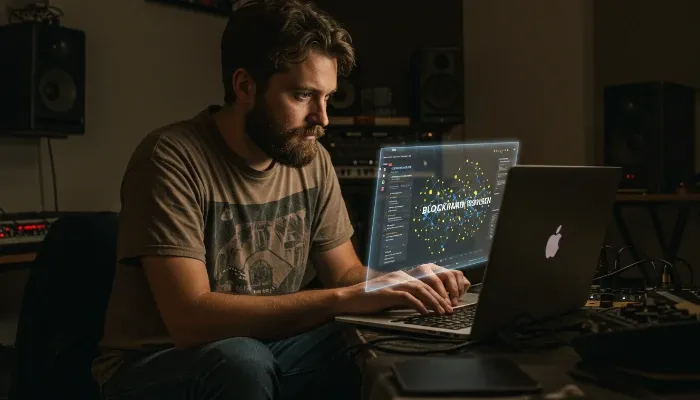 musiciand tracking and receiving royalties through blockchain