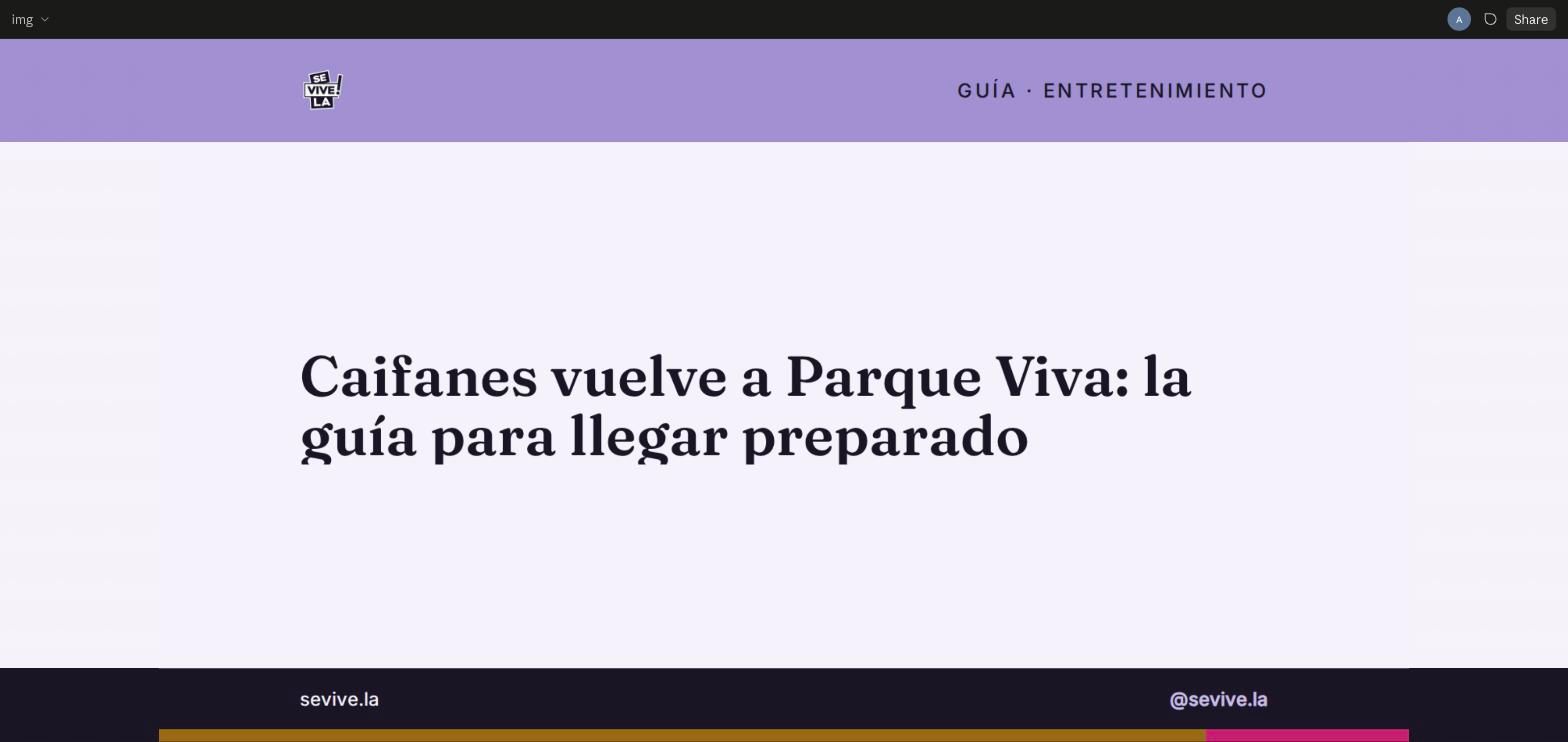 Portada de marca SeViveLa para la guía de Caifanes en Parque Viva