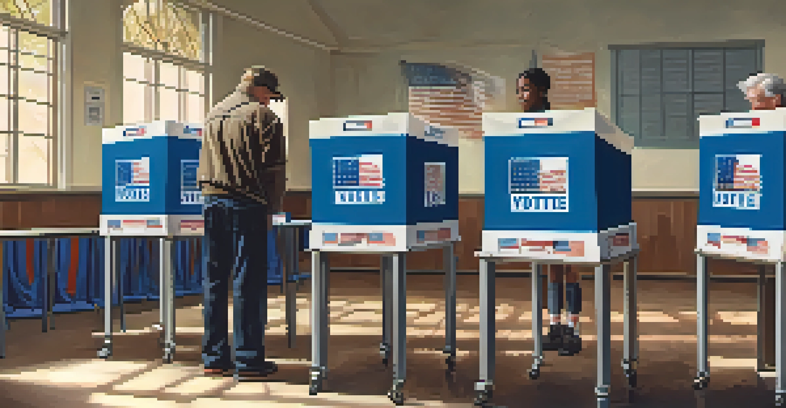 A close-up of a ballot box in a polling station with diverse voters casting their votes in North Carolina.