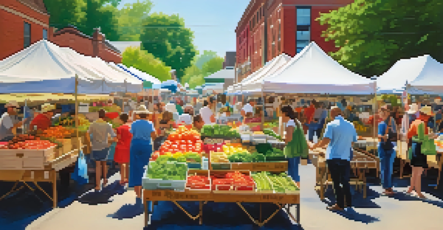 A vibrant farmers' market in North Carolina with fresh produce and people enjoying the community atmosphere.