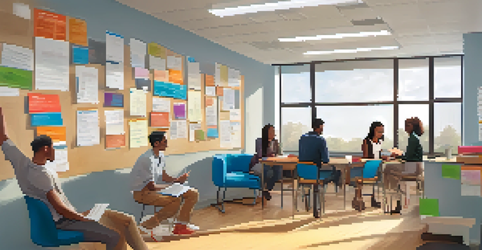 A group of diverse students receiving career counseling at NC State University, with advisors in a bright, welcoming office space.