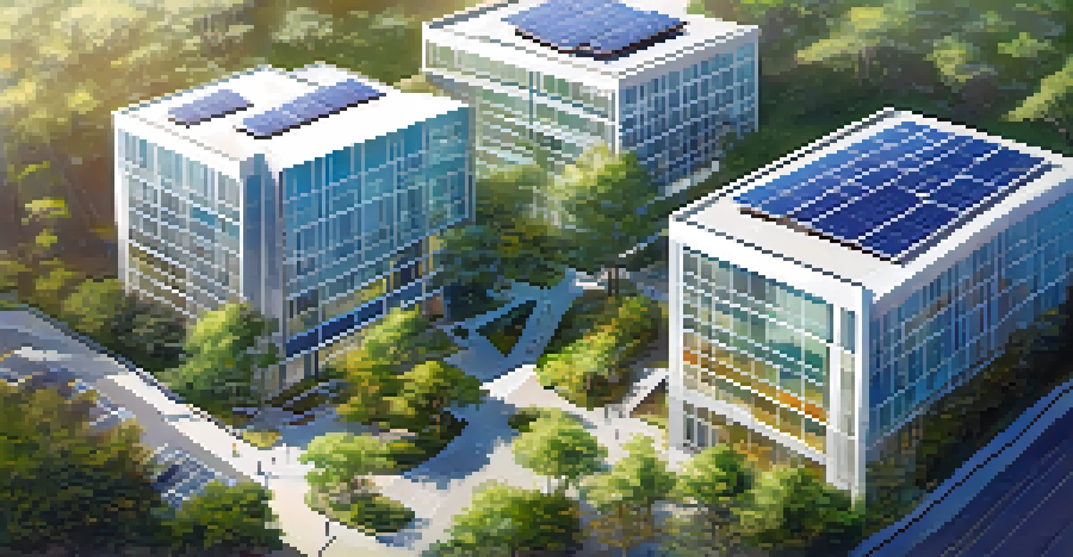 Aerial view of a technology hub in North Carolina with modern buildings and green spaces.