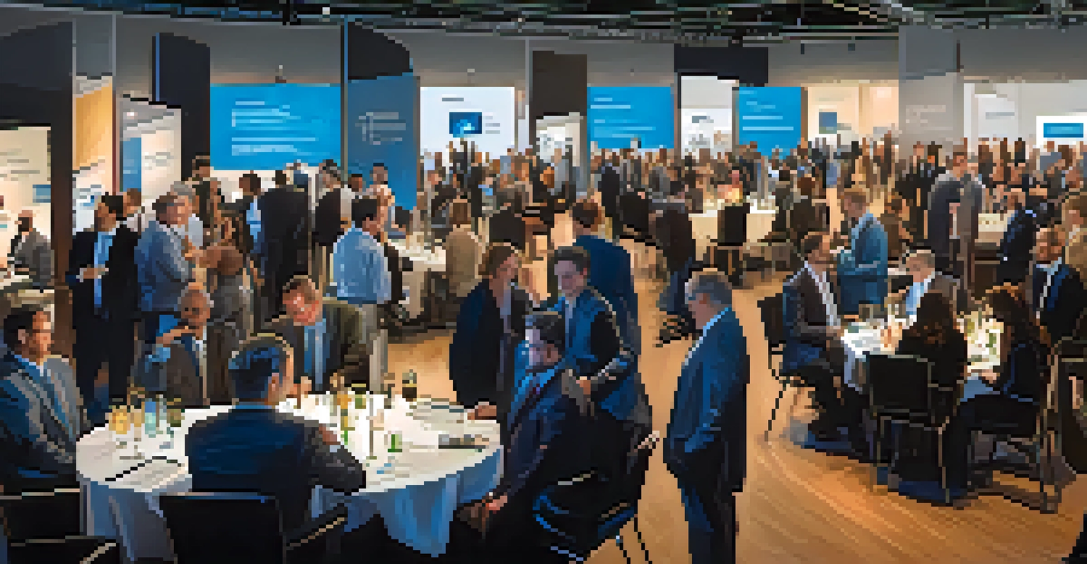 A networking event for cybersecurity professionals, featuring people engaging in discussions and various displays.