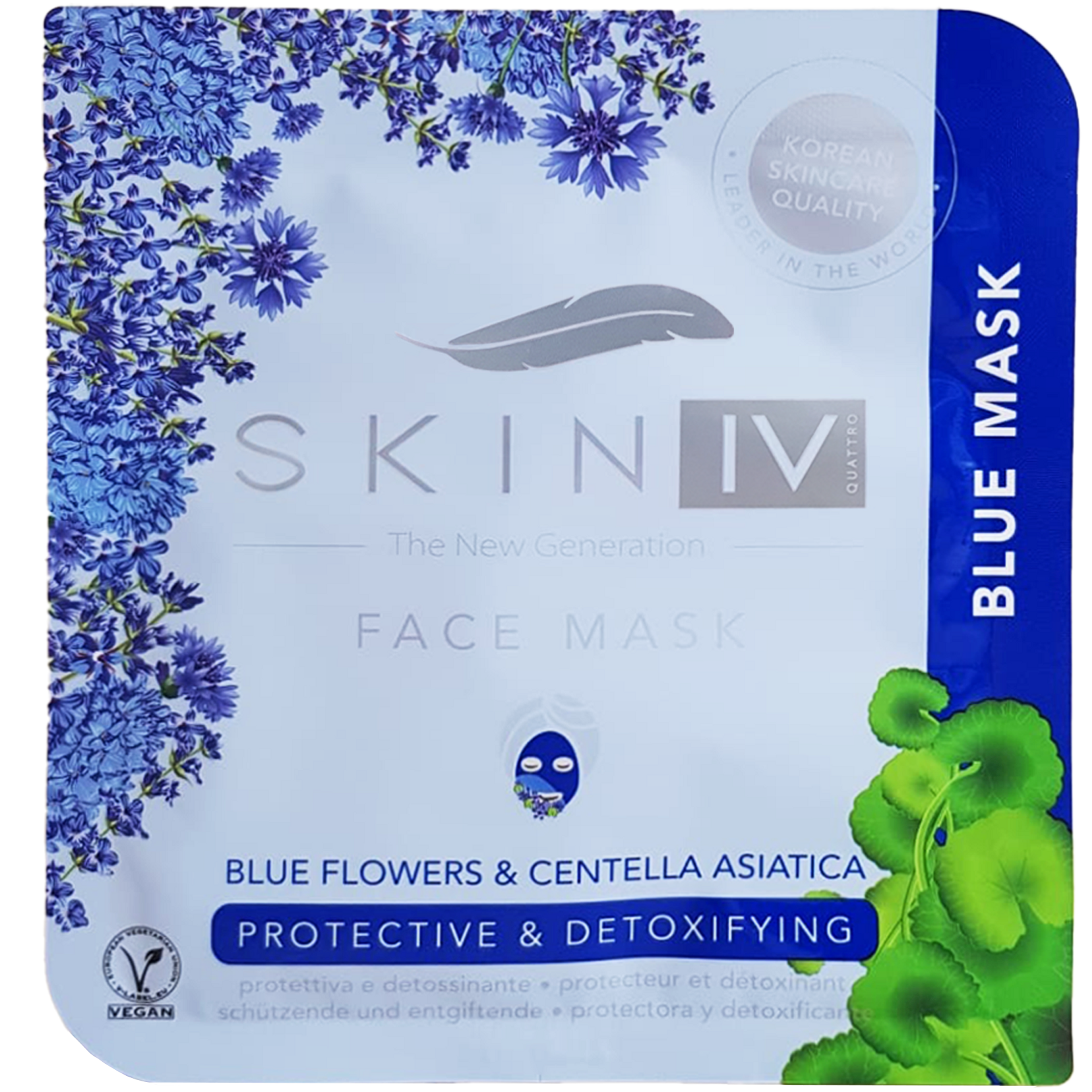 Skin IV Blue Mask Maschera Viso Con Fiori Blu E Centella Asiatica 1