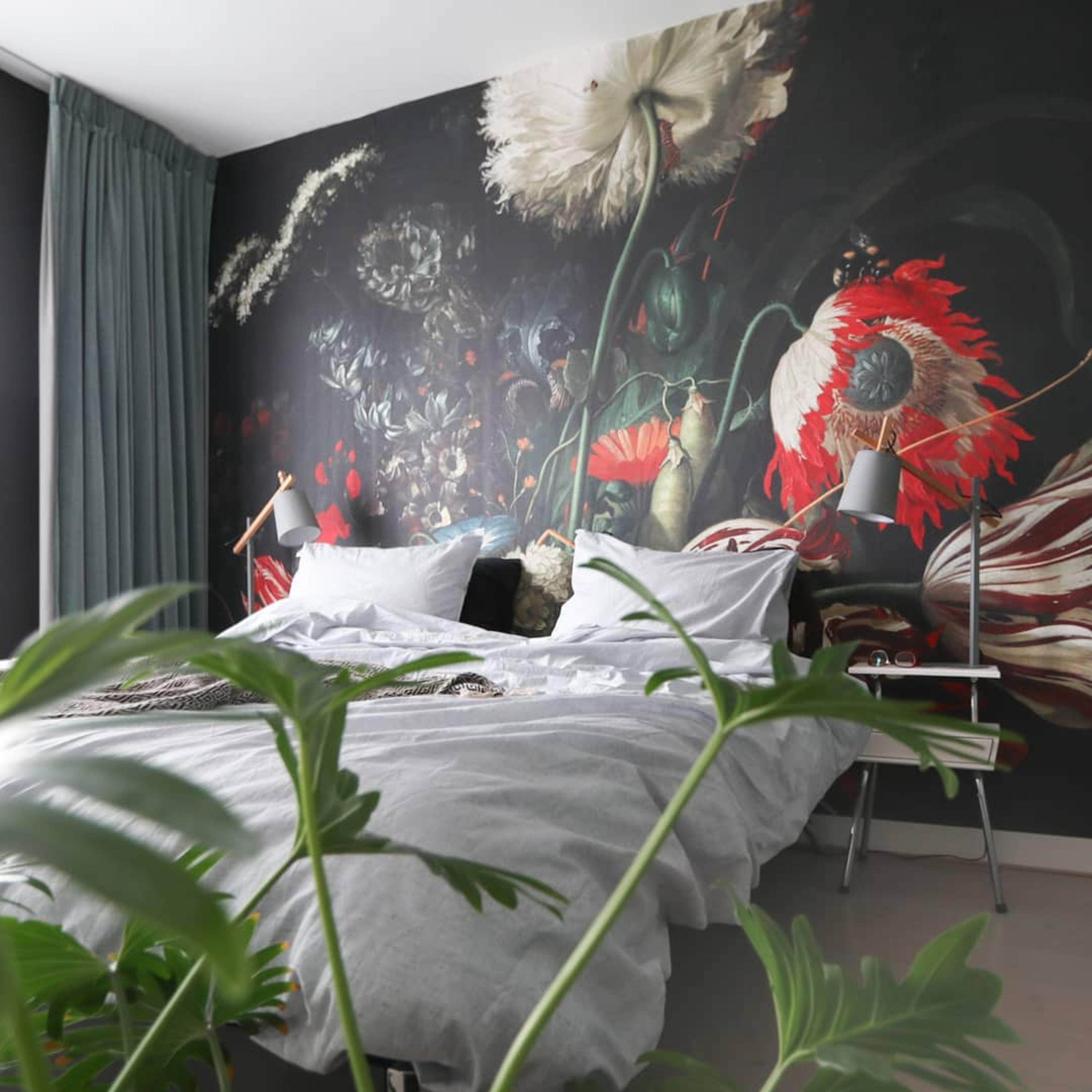 bloemen-behang-donker