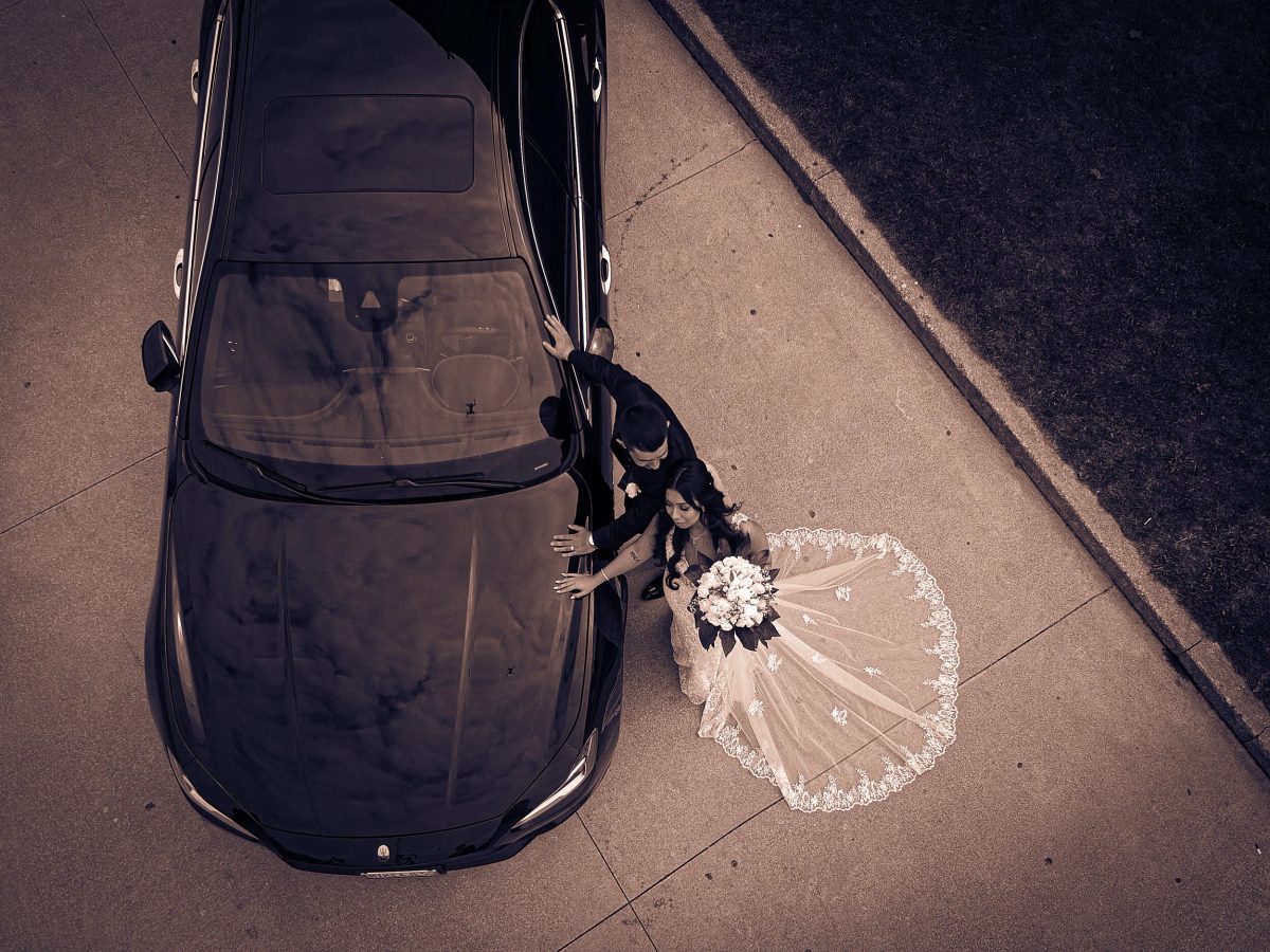 DJI drone flying over wedding ceremony at GTA venue, Toronto wedding photography