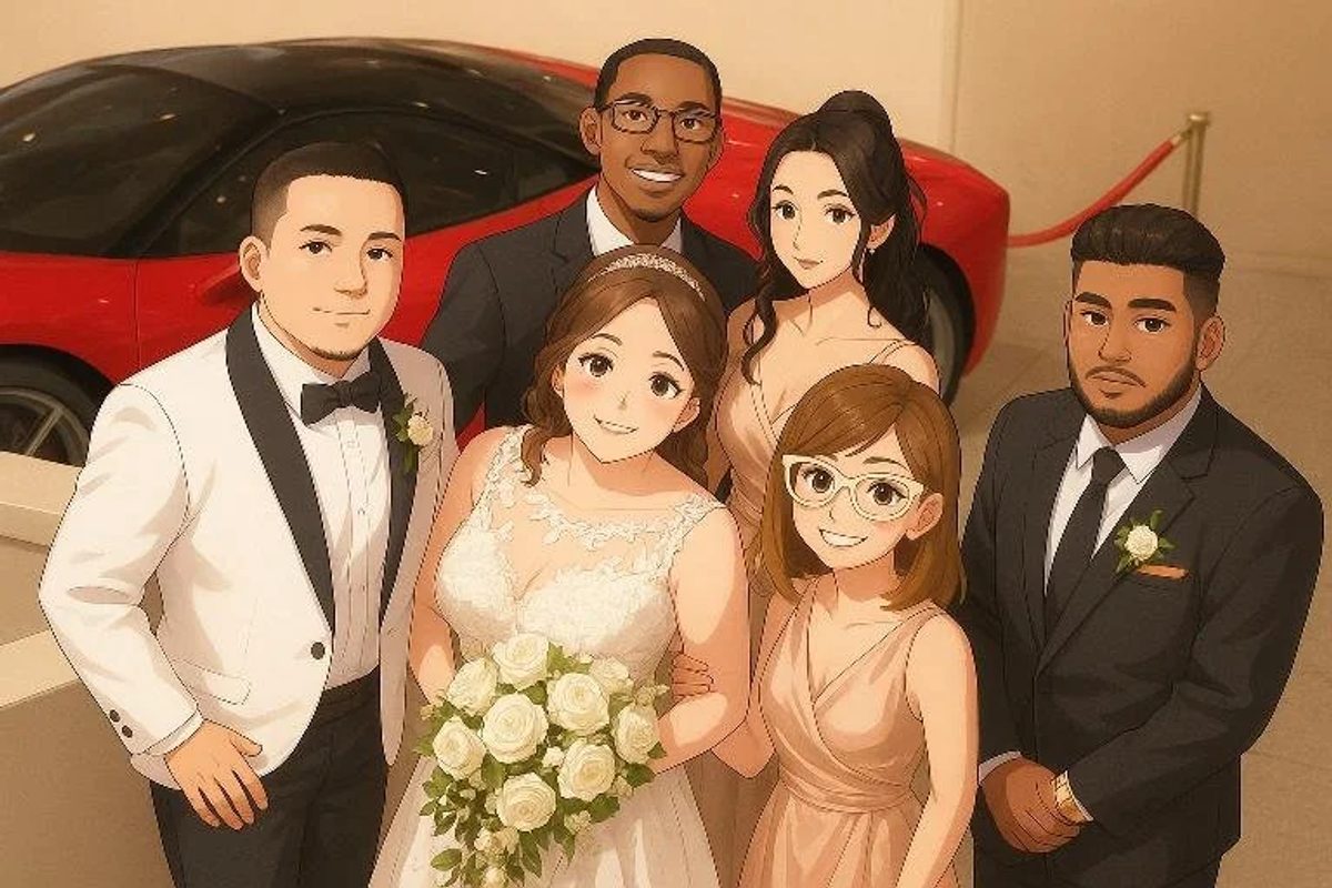 AI-generated wedding artwork at SIGS Photography studio, Toronto wedding photography