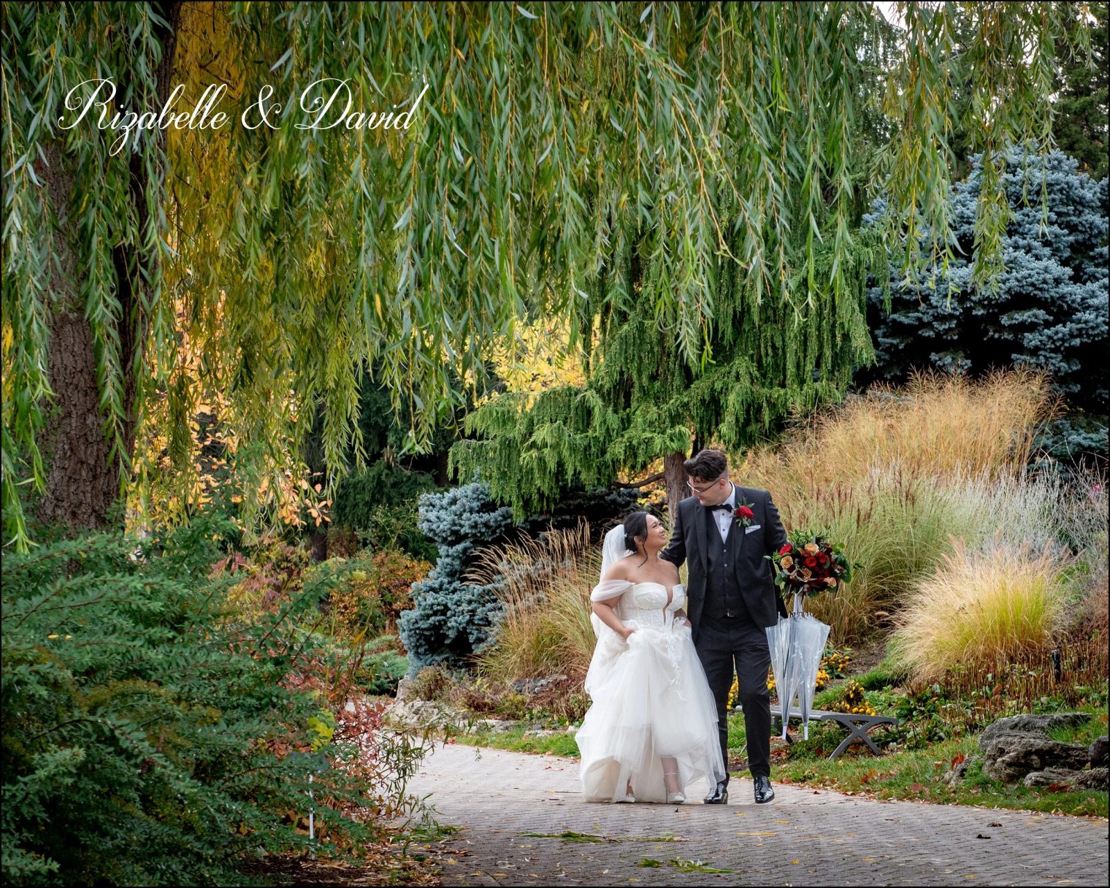 Wedding slideshow on screen at reception venue, Toronto wedding photography