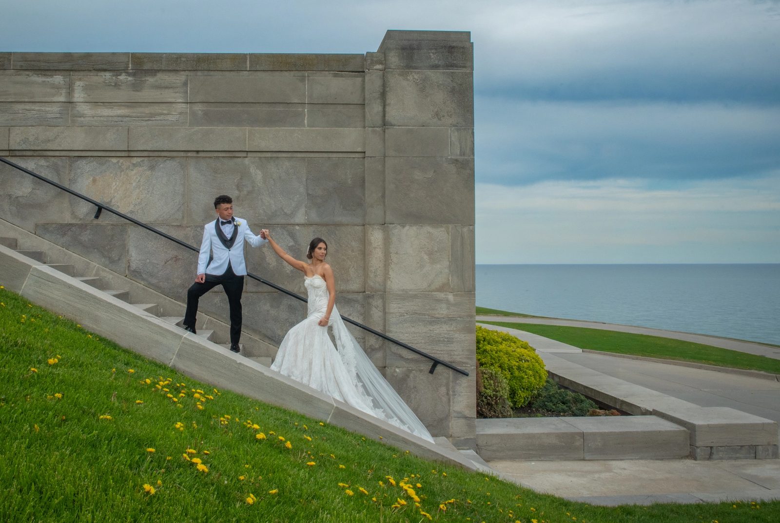 Bride and groom at Water Treatment plant Scarborough
