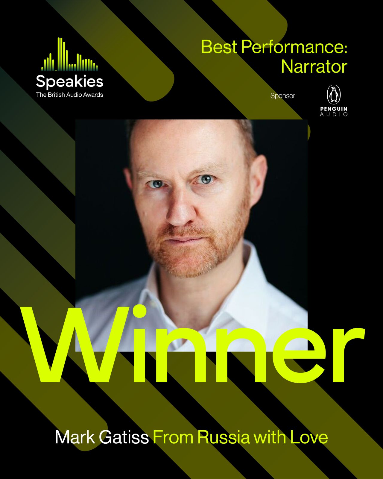 Mark Gatiss wins Best Narrator Award at The Speakies! 