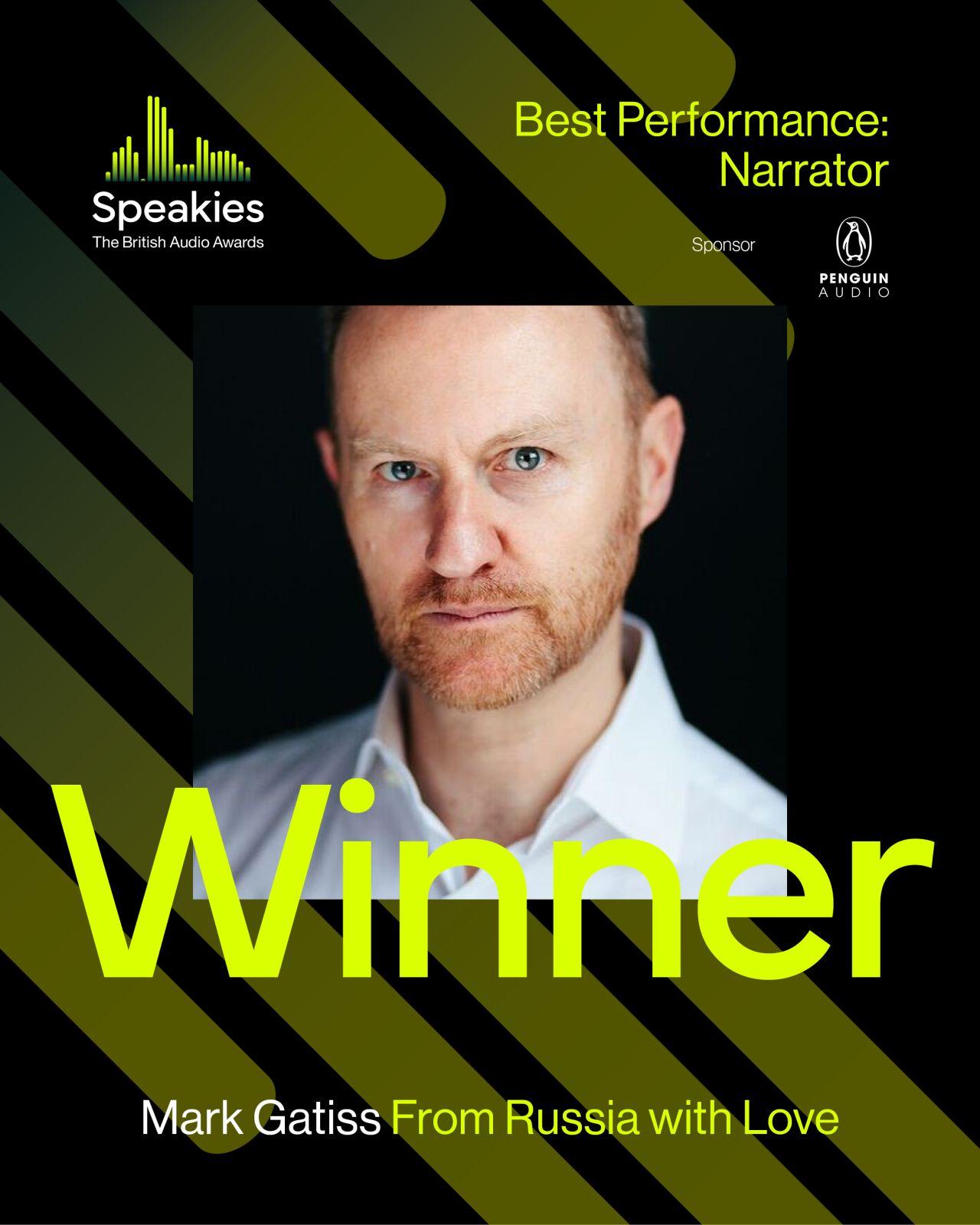 Mark Gatiss wins Best Narrator Award at The Speakies!