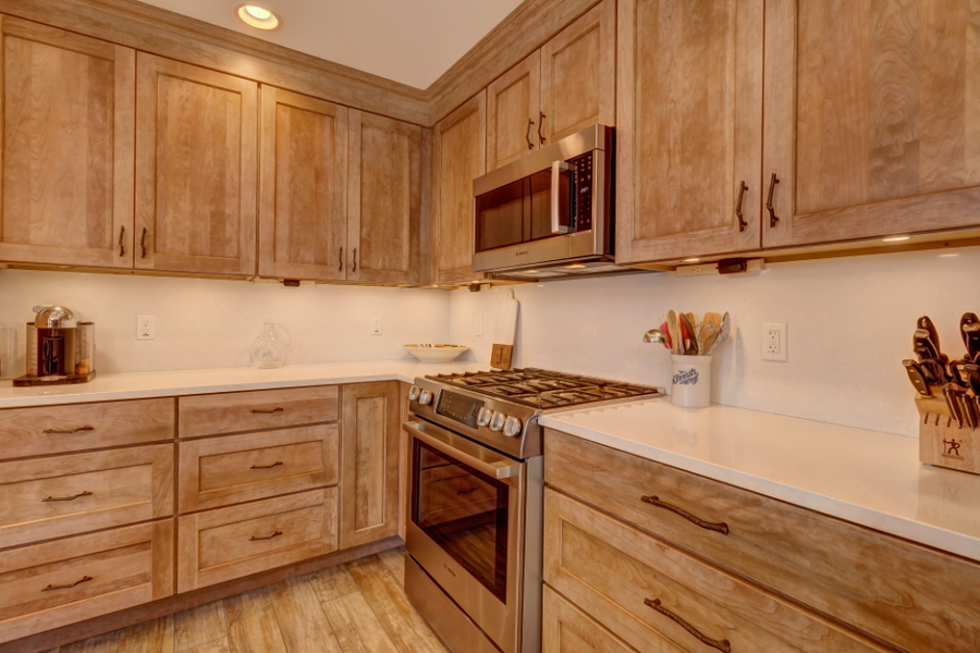 Custom kitchen countertop and finish carpentry Stratton Mountain Vermont Tradecraft VT