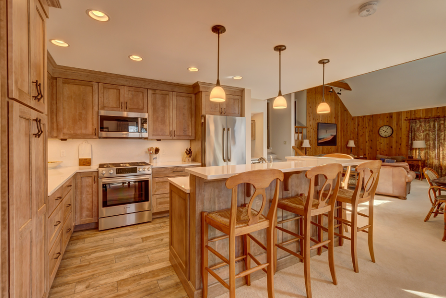 Red birch custom kitchen renovation Stratton Mountain Vermont general contractor Tradecraft VT