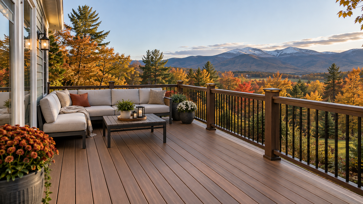 Composite deck built by Tradecraft VT on a Chittenden County Vermont home.