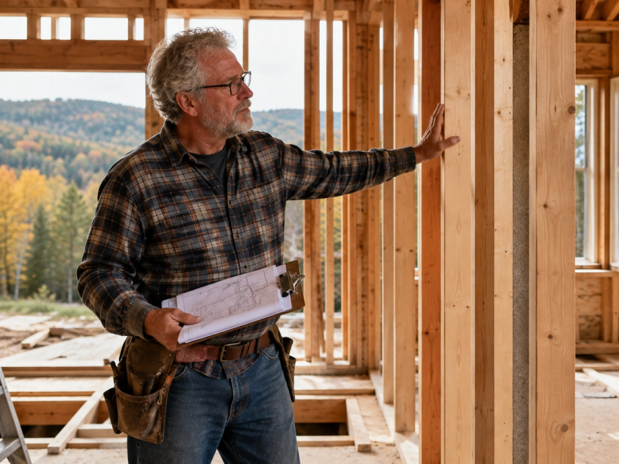 Construction manager Tim Chila overseeing quality on a project in Chittenden County, Vermont.