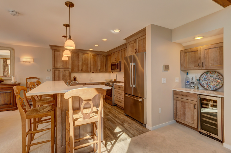 Handcrafted red birch kitchen cabinets built by hand in Vermont by Tradecraft VT