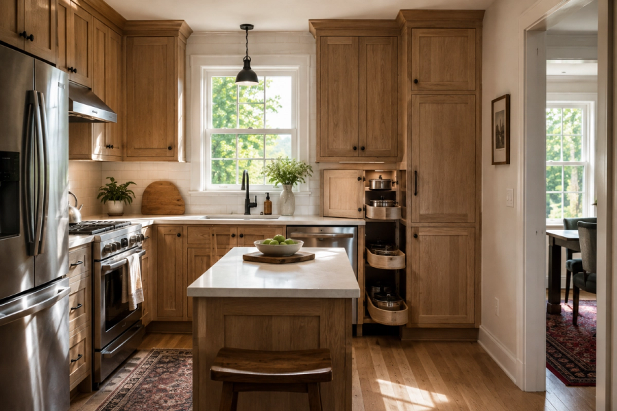 A small kitchen remodel in Vermont with custom cabinetry by Tradecraft VT.